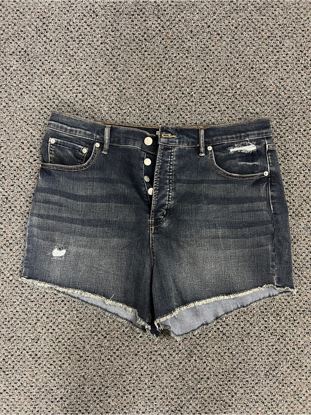 Jessica Simpson Dark Wash Distressed Button-Front Denim Shorts